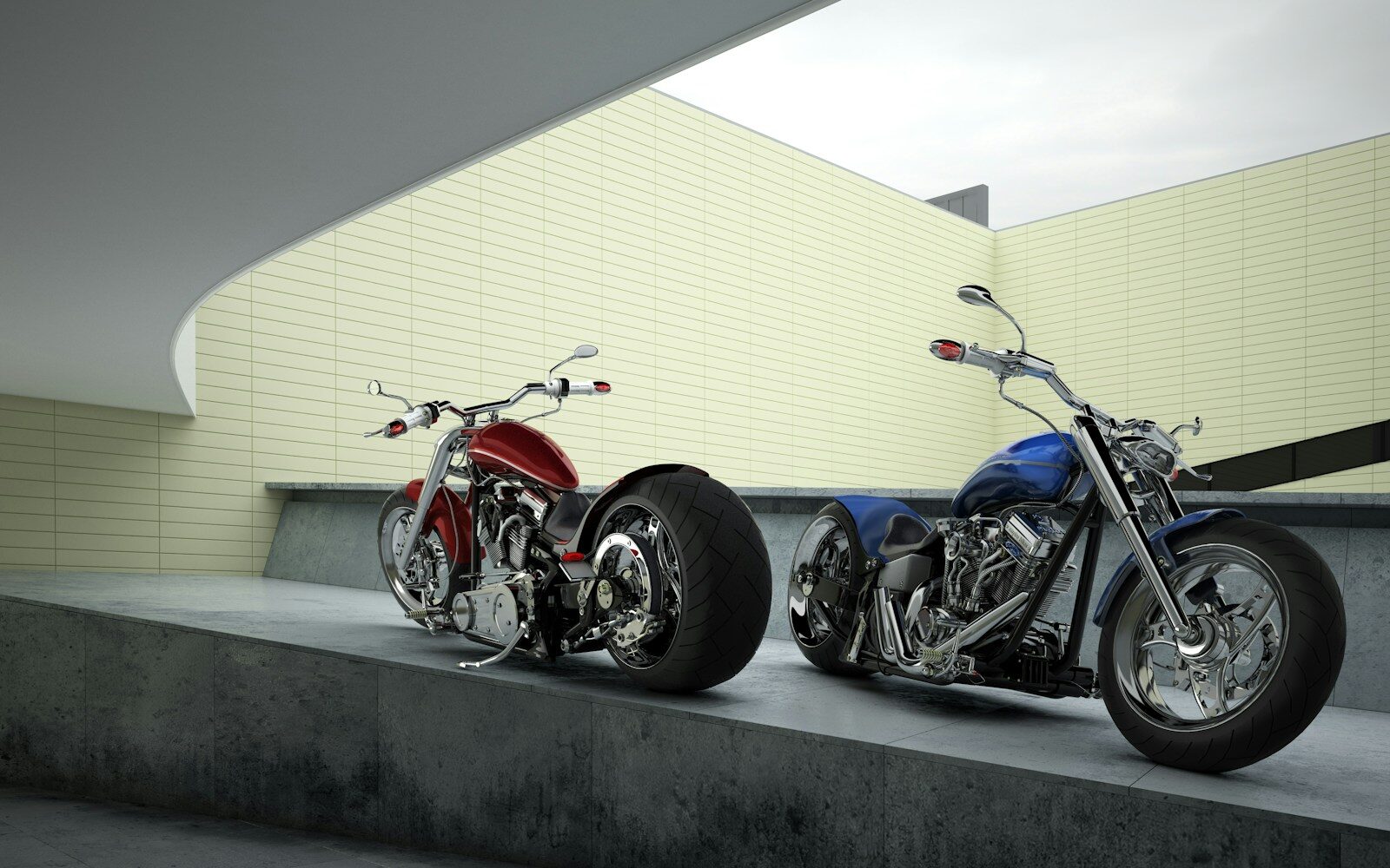 a couple of motorcycles parked next to each other